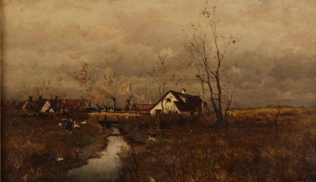F. W. Kost 1863-1923 Landscape w/ Farm House O/C (1 of 7)