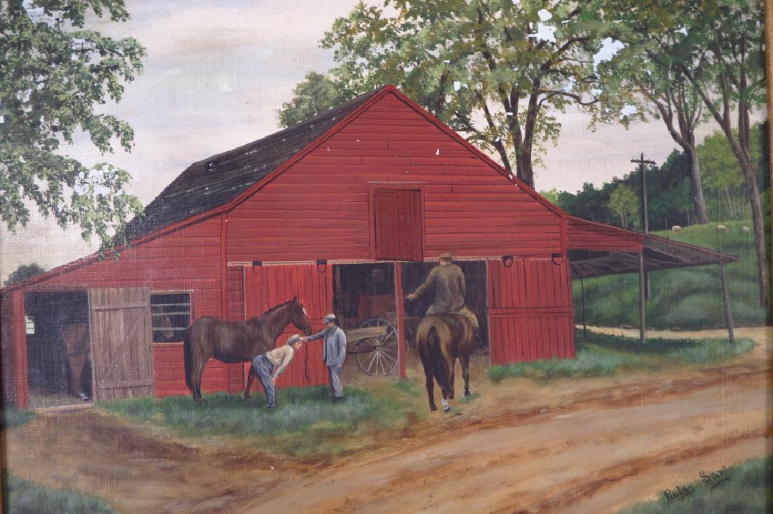 Patsy Santo, It., Horses and Red Barn, o/c, signed (1 of 5)