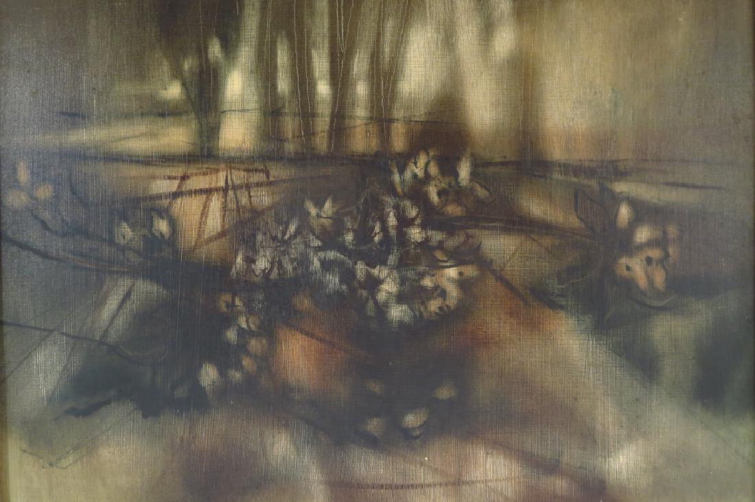 Zora Duvall, "Blossoms", Oil on Board, signed.: Zora Duvall, American, b. 1927, "Blossoms", 1962, oil on board, signed and dated lower right, titled verso. (RMJUN3220){WK} Measurements:12 x 18 Framed: 13 x 19