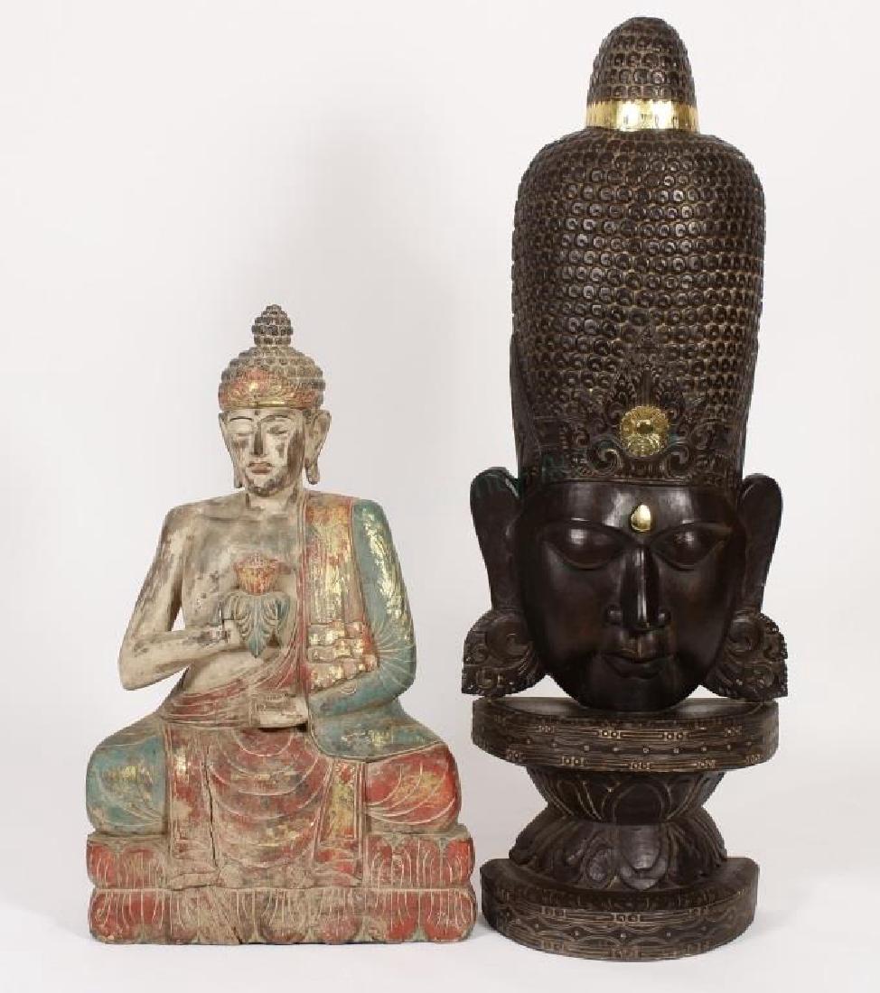 2 Wooden Carved Buddha Sculptures (1 of 7)
