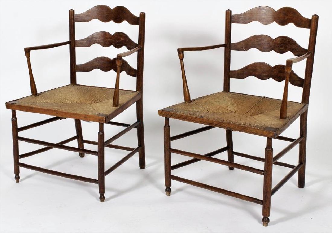 Pair of 18th-19th C. French Ladderback Arm Chairs (1 of 4)