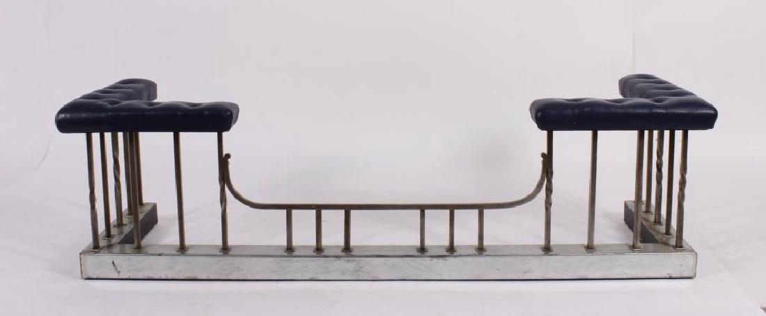 Burnished Steel Fireplace Club Fender with Seats (1 of 5)