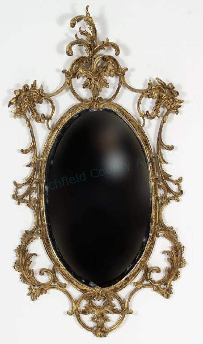 Chippendale Style Oval Gilt Wood Mirror (1 of 5)