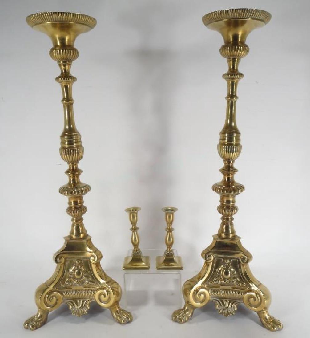 2 Prs. of Brass Candle Stands,19th C. (1 of 4)