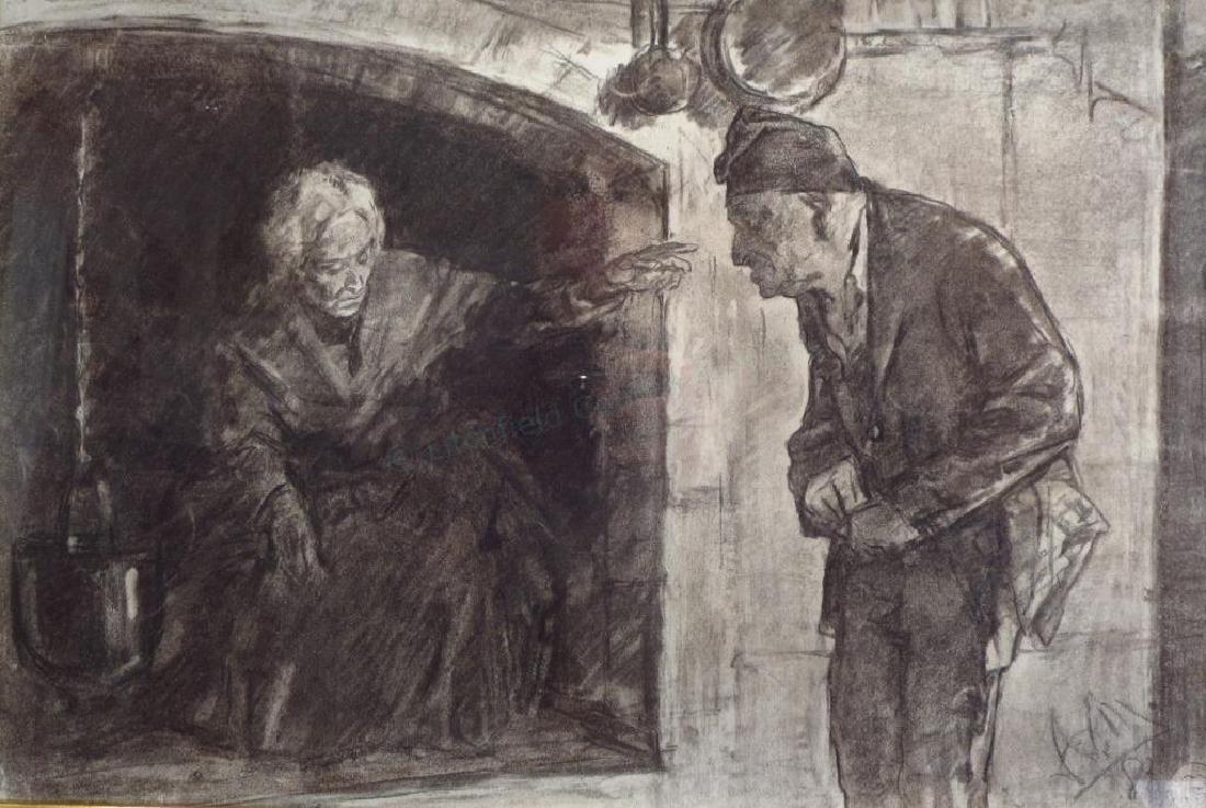 Adolph von Menzel, Elderly Couple, Charcoal, 1880 (1 of 2)