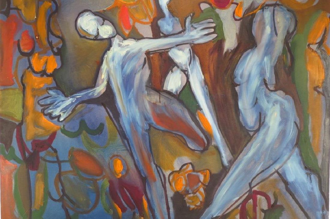 Arnold Weber, Am., Abstract Blue Dancers O/C (1 of 5)