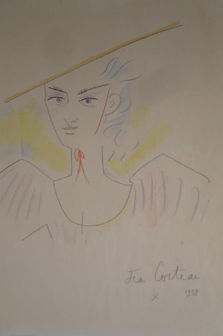 Jean Cocteau, Fr., 1889-1963, Woman w Hat, Litho. (1 of 6)