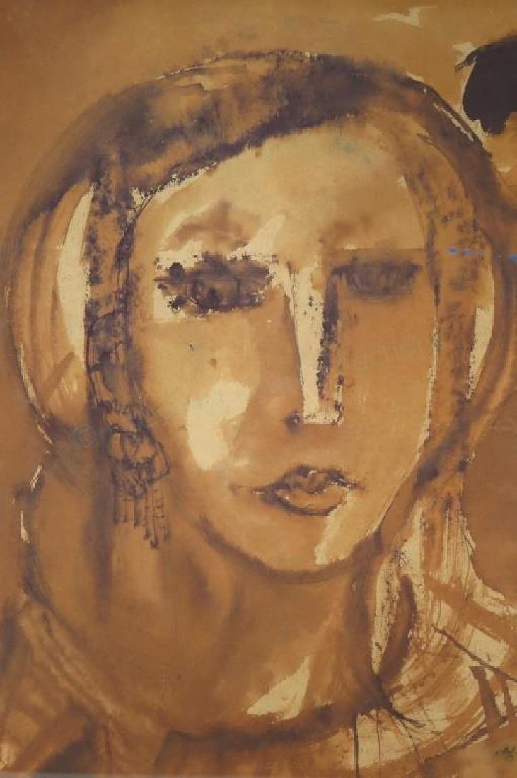 H. Y.  Amin, Egypt, Woman, Portrait, Ink Wash (1 of 5)