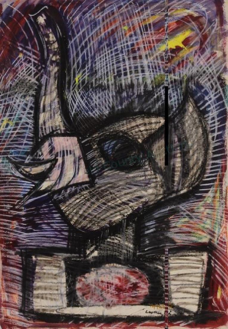 Laxman Pai, India, b.1926, Elephant, Large M/M: Laxman Pai, India, b.1926, Elephant, mixed media on paper, signed and dated 1979. (PWINJ4000) [TC] Measurements:39x27, framed 50x33