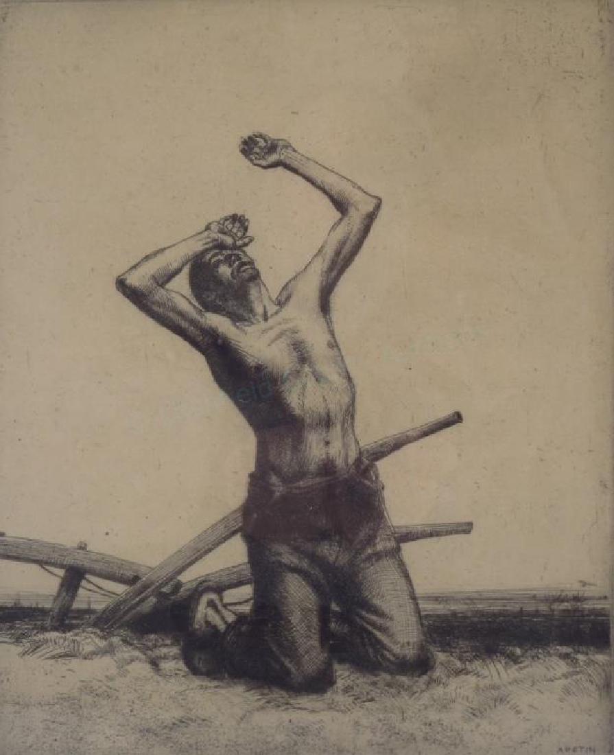 Robert  Austin 1895-1973 Kneeling Man Etching 1923 (1 of 5)