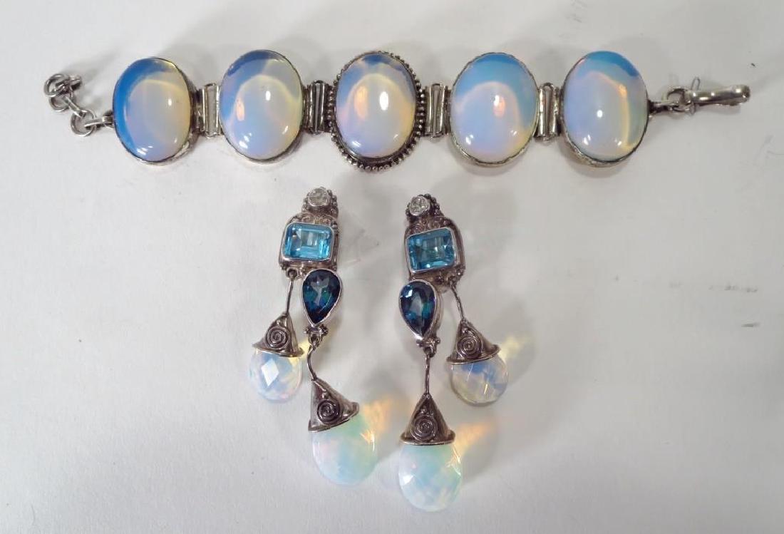 Opalescent Blue Bracelet and Sajan Earrings (1 of 7)