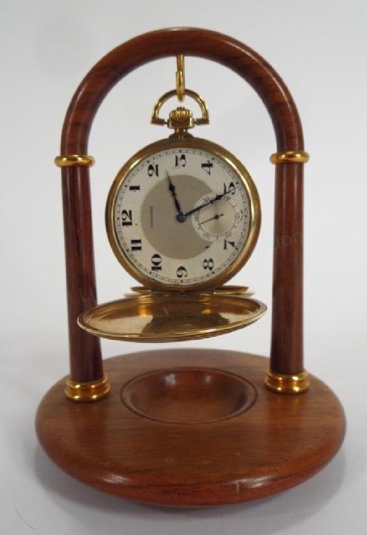 18K gold Longines pocket watch w/stand (1 of 5)