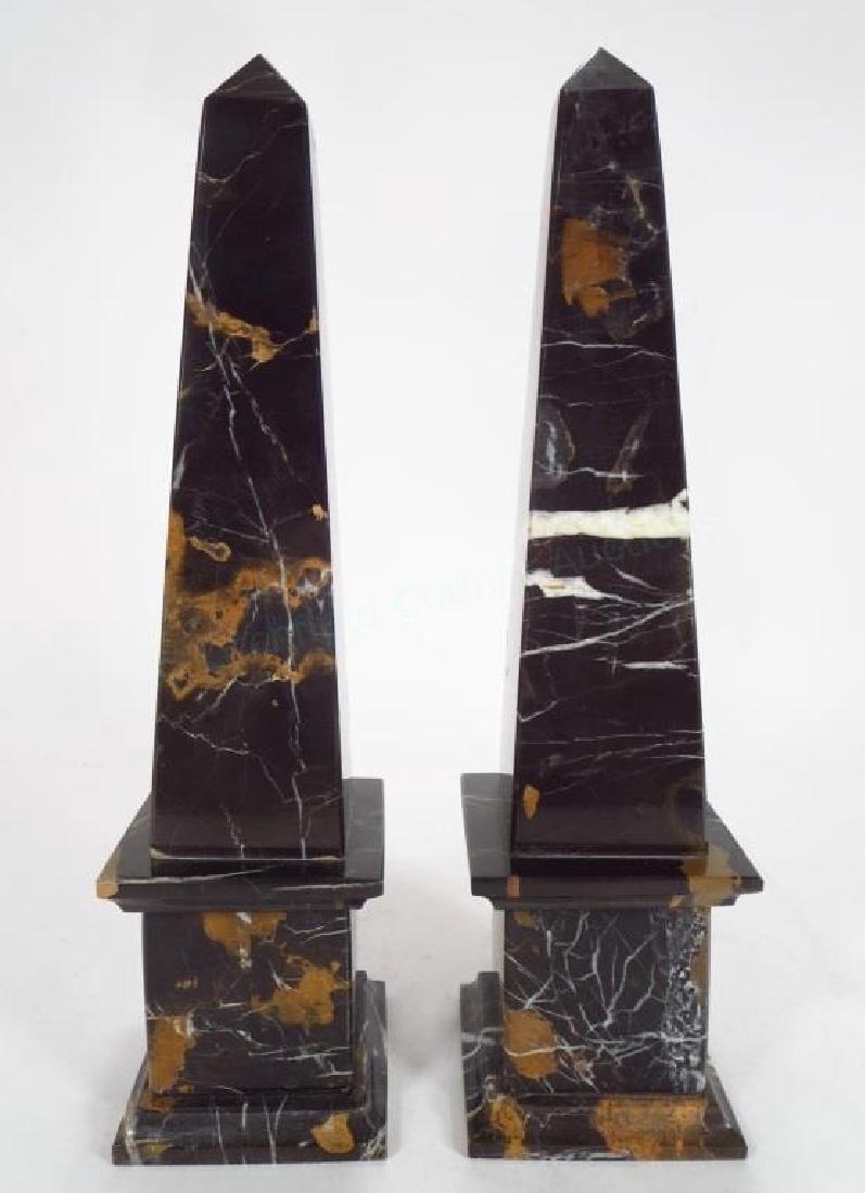 Pair of Large Black, White & Rust Marble Obelisks. (1 of 4)