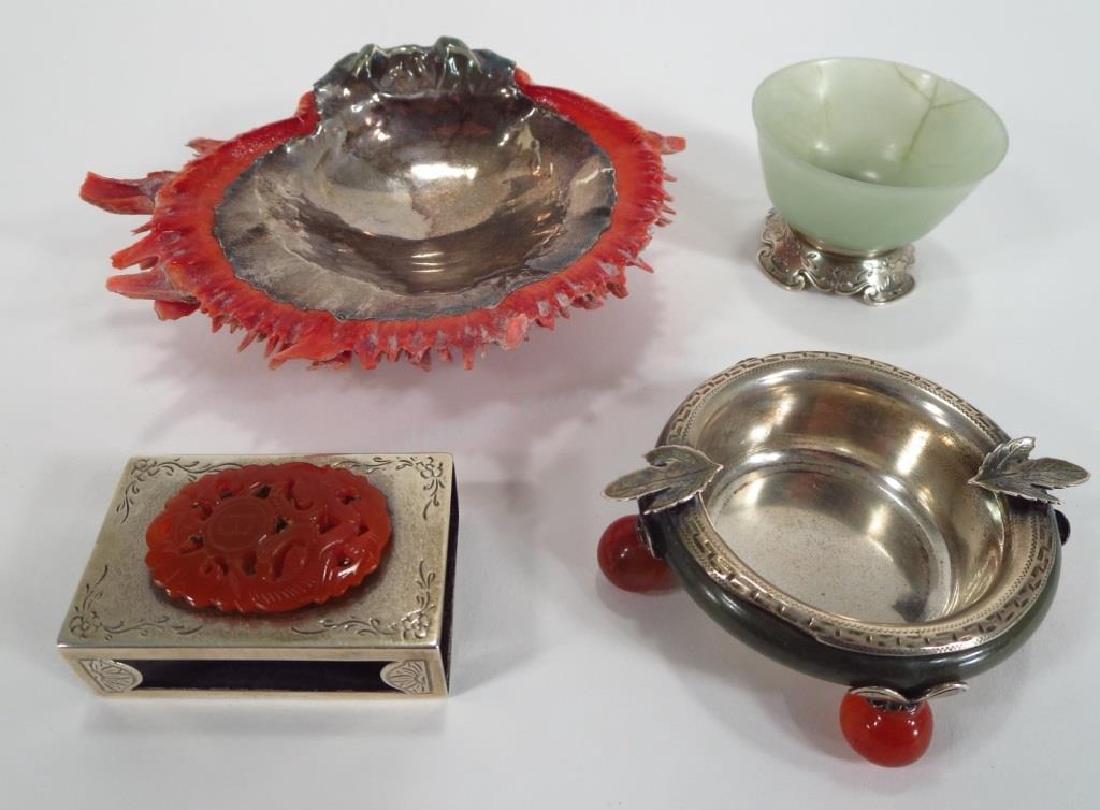 Edward Farmer, Chinese Jade & Sterling Dish (1 of 6)