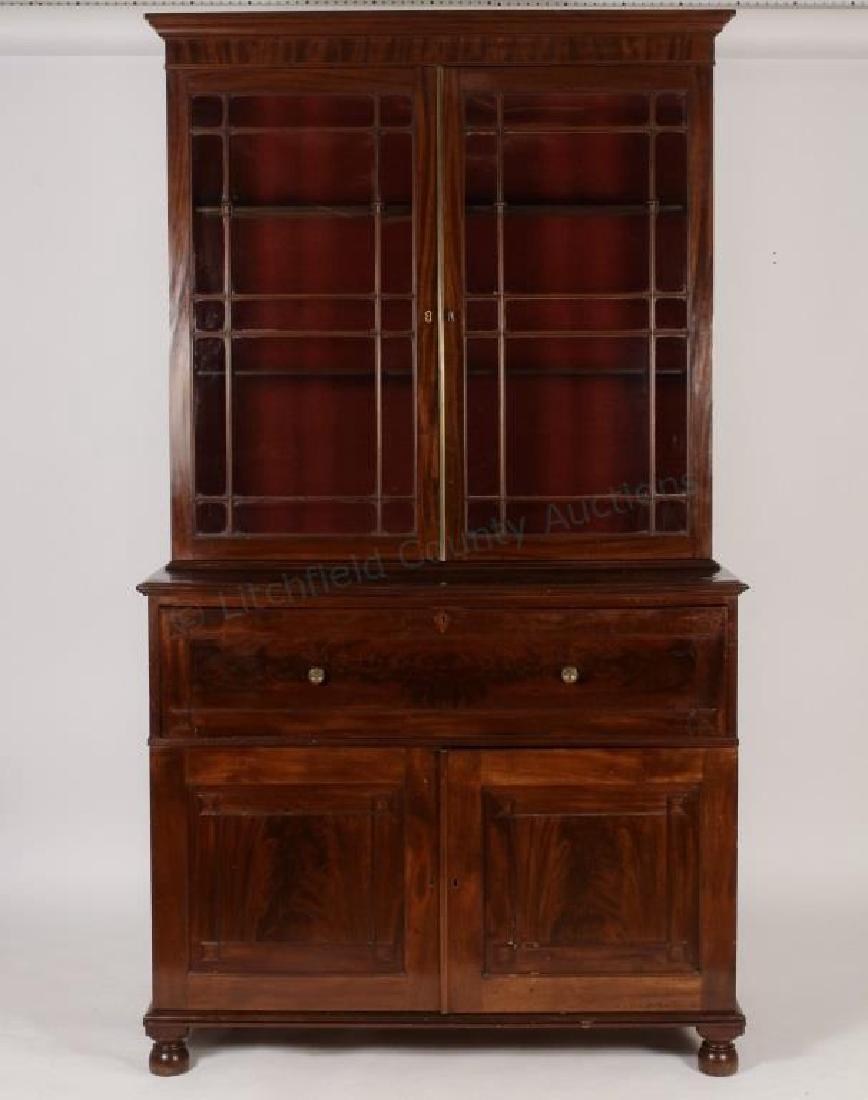 Regency Mahogany 2 Part Secretary, 19th C. (1 of 7)