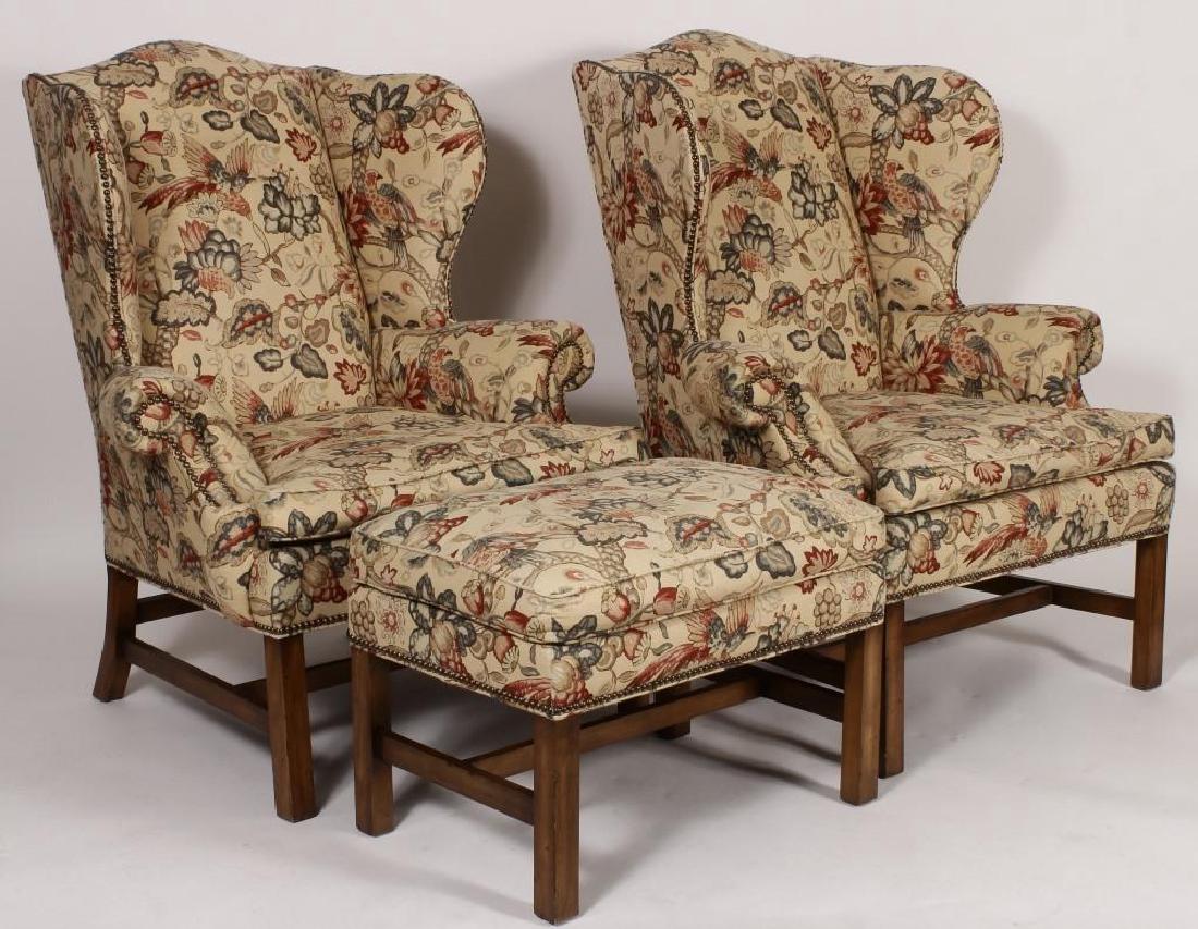 Pair of FDO Collection Wing Chairs and Ottoman (1 of 5)
