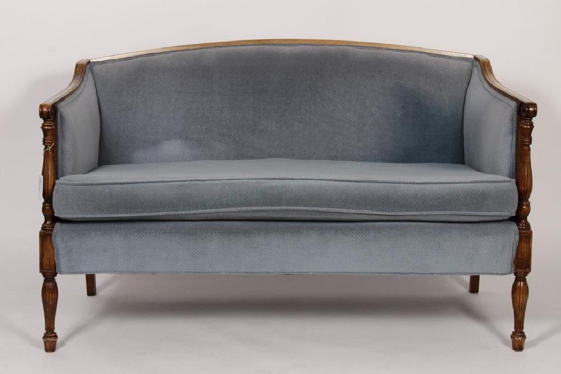 Wood Framed Settee with Velvet Upholstery (1 of 4)