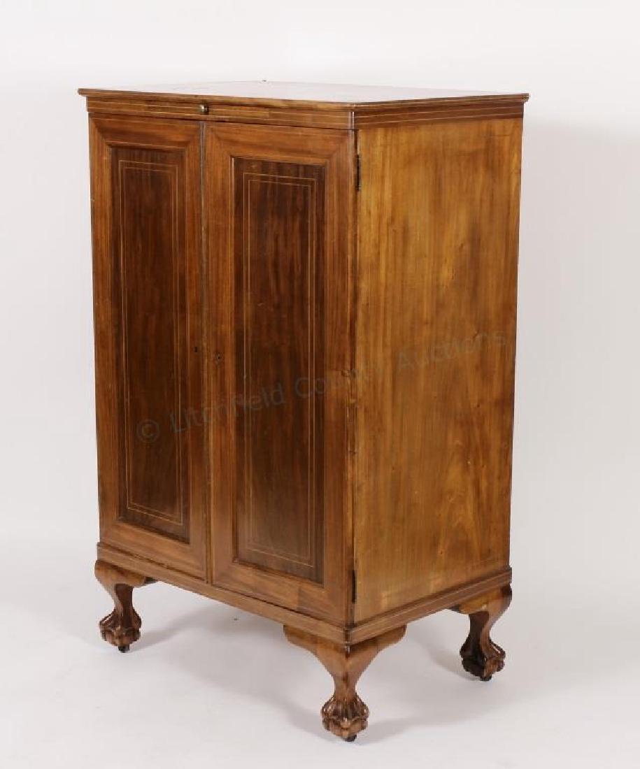Edwardian Men's Dresser, Semanier, c. 1900: Edwardian Gentleman's Chest, c. 1900, with pull-out drawers (semanier) behind doors, with banded inlay on ball and claw feet, with pull-out accessories tray. {PBCO5205} (WK) Dimensions: 54 H x 34 W x 