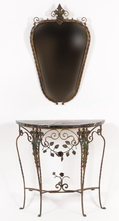 Italian Scrolled Iron Table/Mirror (1 of 4)
