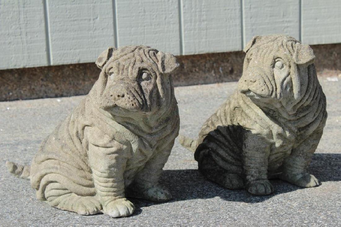 Pair of Vintage Concrete Garden Shar-Pei Dogs (1 of 3)