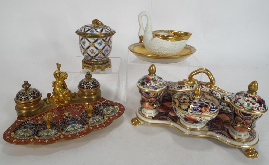 4 Porcelain/Enamel Ink Stands, 19th/20th C. (1 of 6)