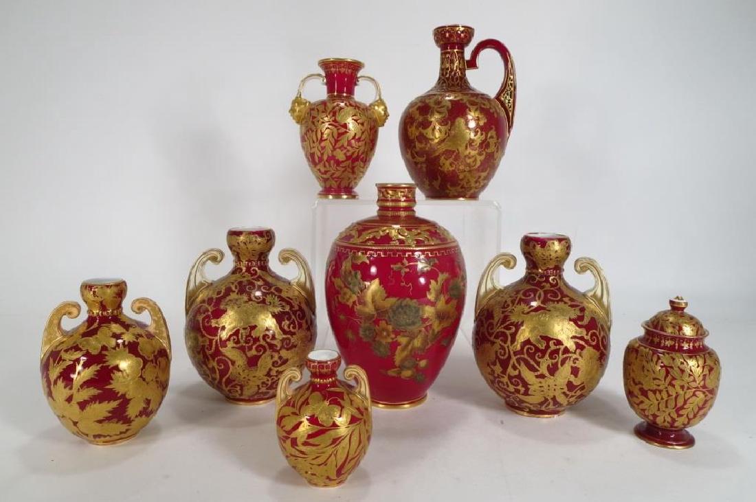 Eight Royal Crown Derby Porcelain Vases,Gilt & Red (1 of 7)