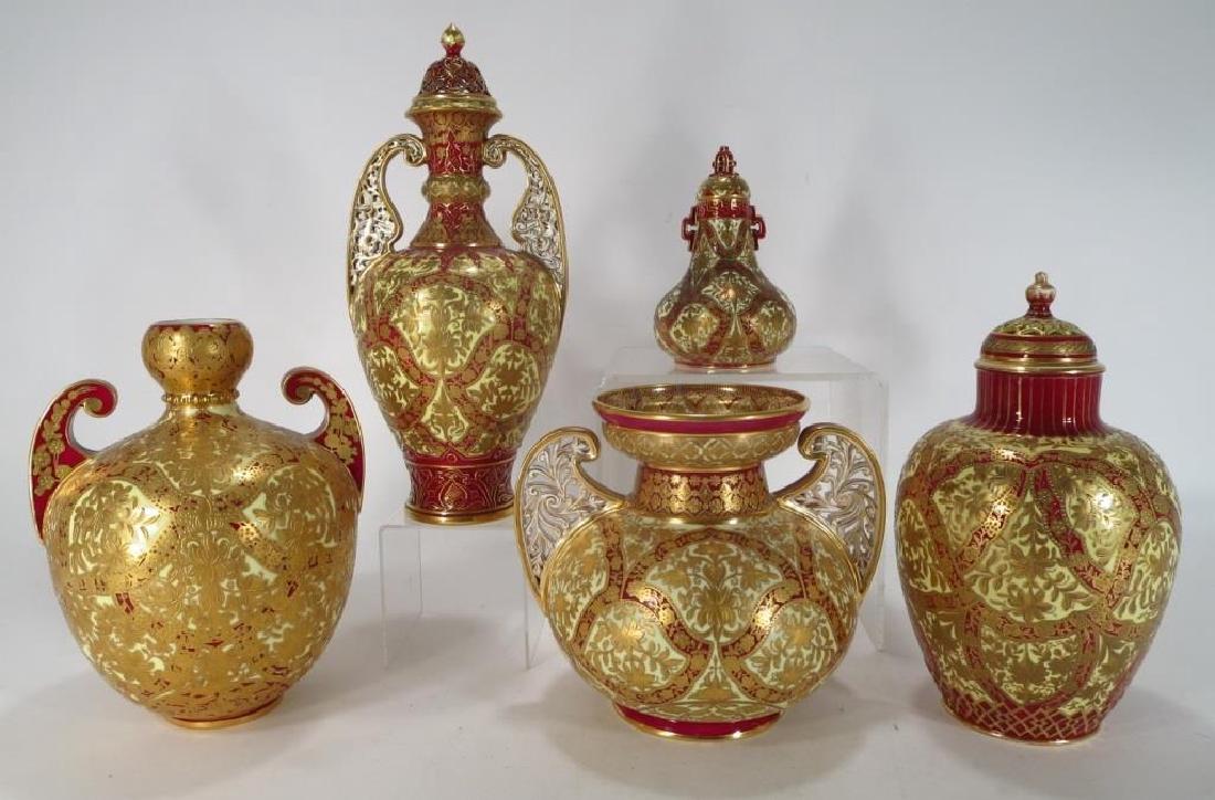 Five Royal Crown Derby Porcelain Vases, 19th C. (1 of 9)