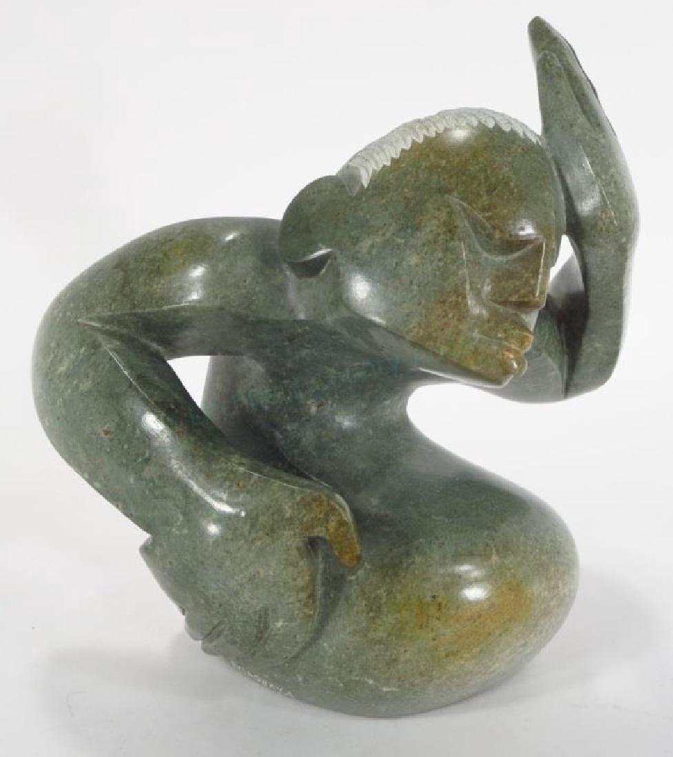 Shona African Green Stone Sculpture of a Man (1 of 5)
