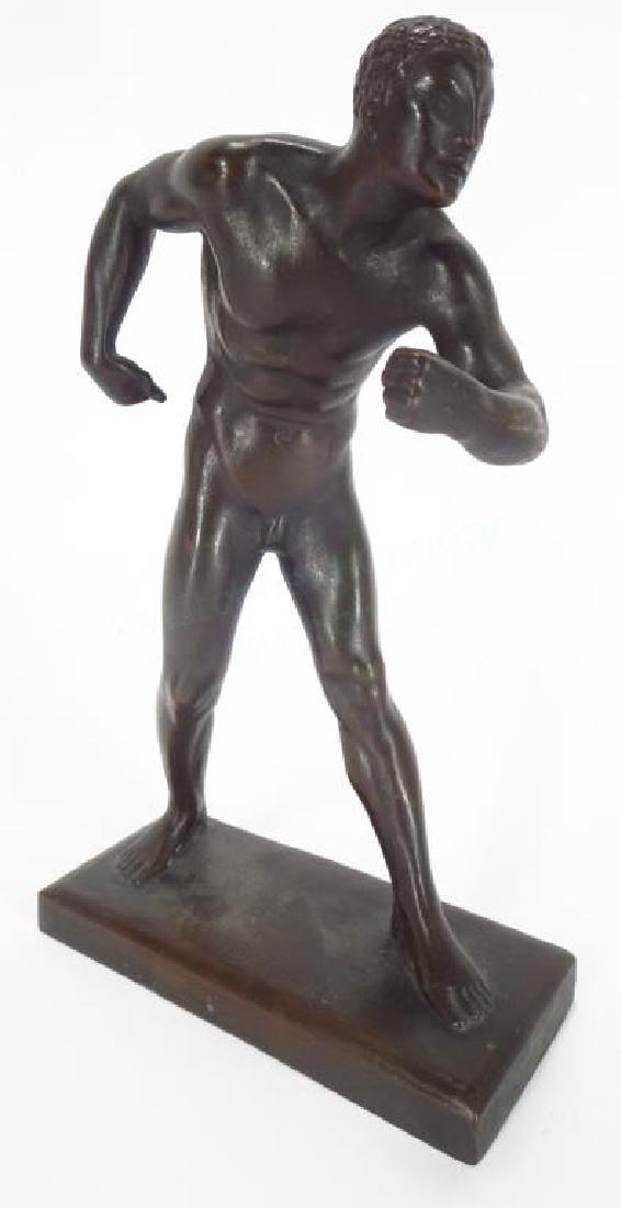 Edward Field Sanford, Nude Boxer, Bronze, c. 1917: Edward Field Sanford, American, 1886-1951, Nude Boxer, signed, stamped Roman Bronze Works, c. 1917, documented in the archives of the Roman Bronze Works at the Amon Carter Museum. {TCUR4046} (TC) Dime