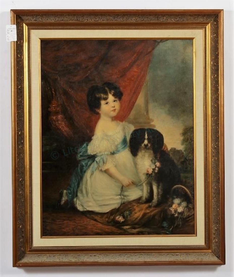 English School,Portrait of Girl with Dog,20th C. (1 of 6)