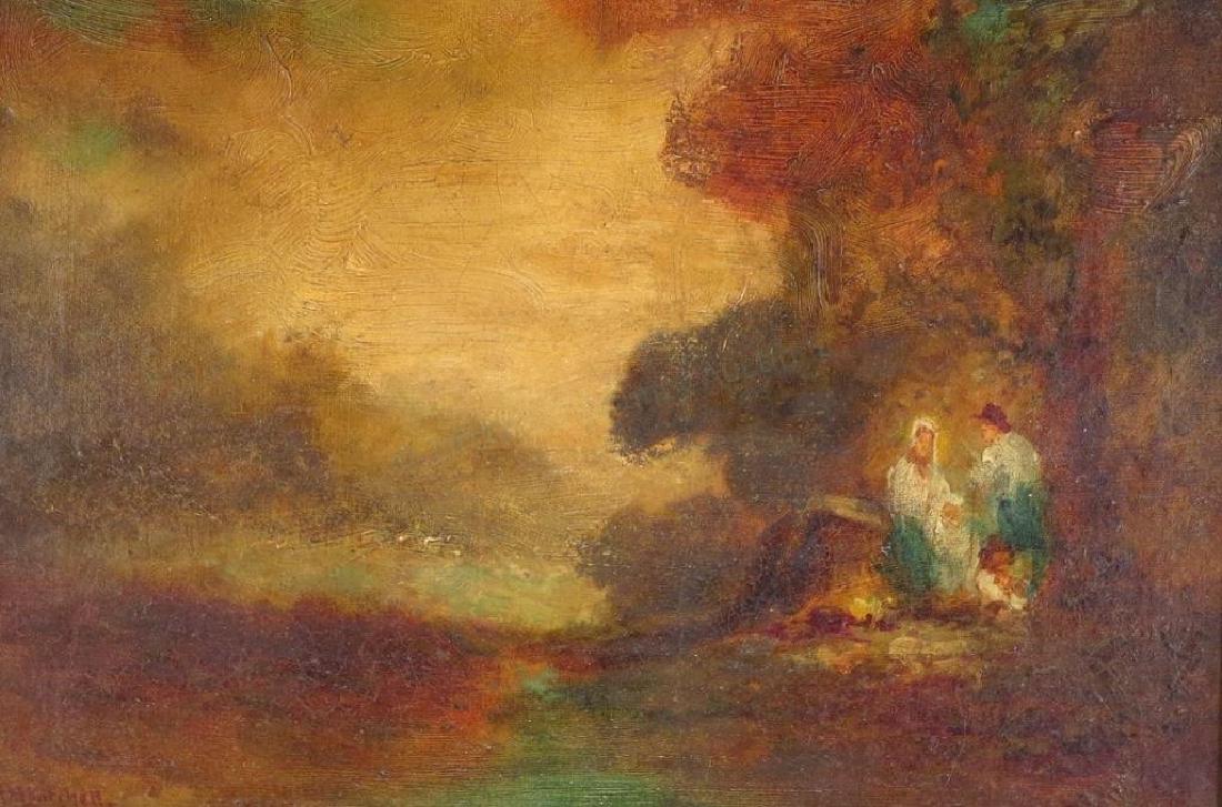 H. M. Kitchell, Figures at Night, Tonalist O/C (1 of 6)