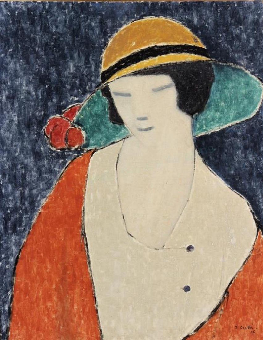 Jean Crotti French 1878-1958 Woman w/ Hat O/C 1906: Jean Joseph Crotti (French 1878-1958) Woman w/ Hat O/C 1906, signed lower right, "J. Crotti 06". {VITZ5402} (AC) *This item will be available for preview in New York at Capsule Gallery, 618 East 9th S