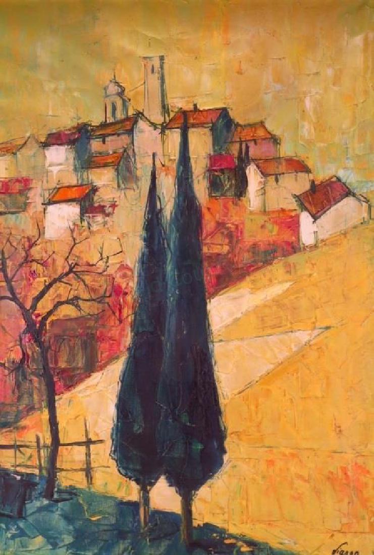 Bernard Lignon French b.1928 Village Landscape O/C (1 of 6)