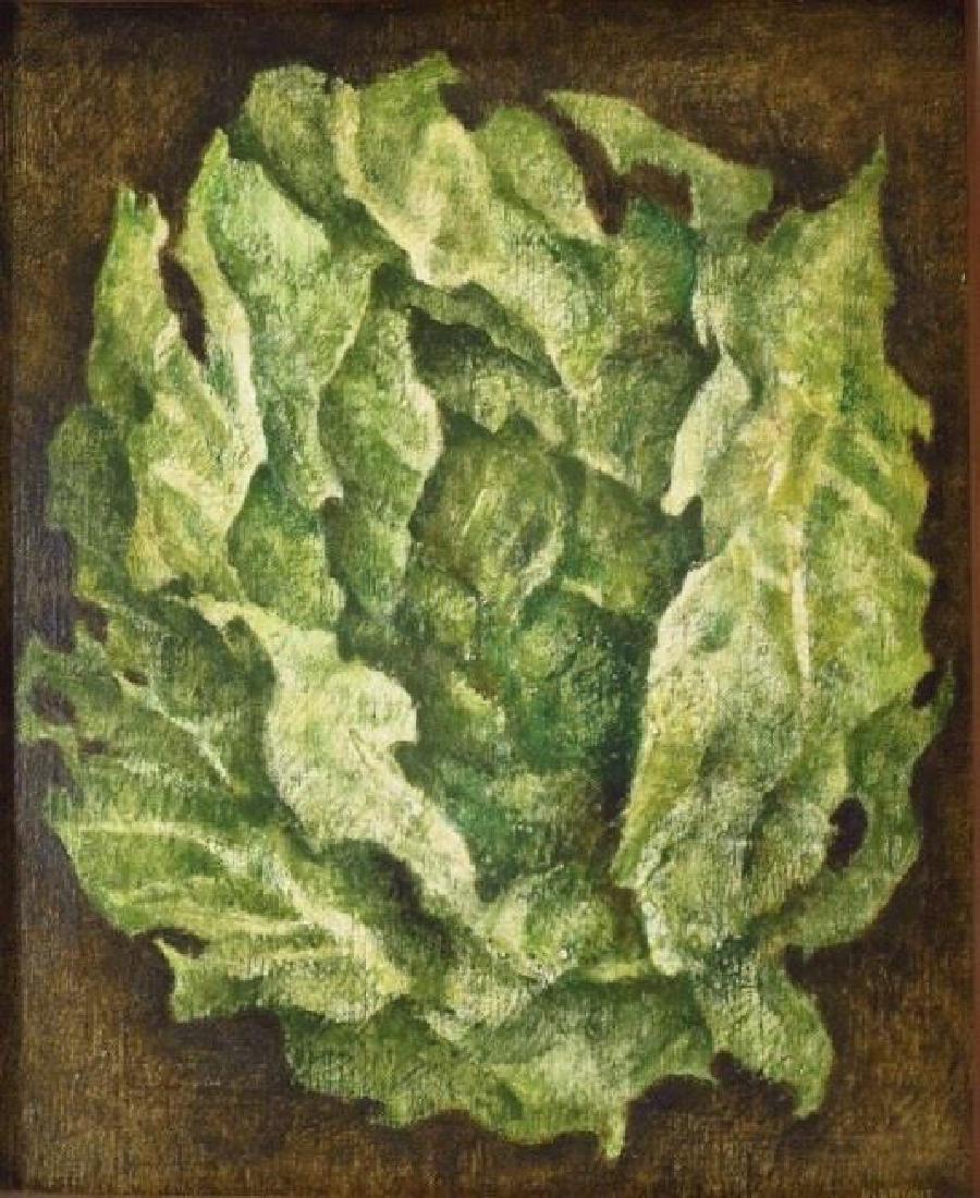 John Ulbricht, 1926-2000, Cabbage: John Ulbricht, 1926-2000, Cabbage. Oil on artist board. Signed lower right. {AMYG1510} (WWT) Dimensions: 17.75"H x 14.5" W Frame: 19" x 16" x 1.5" Provenance: