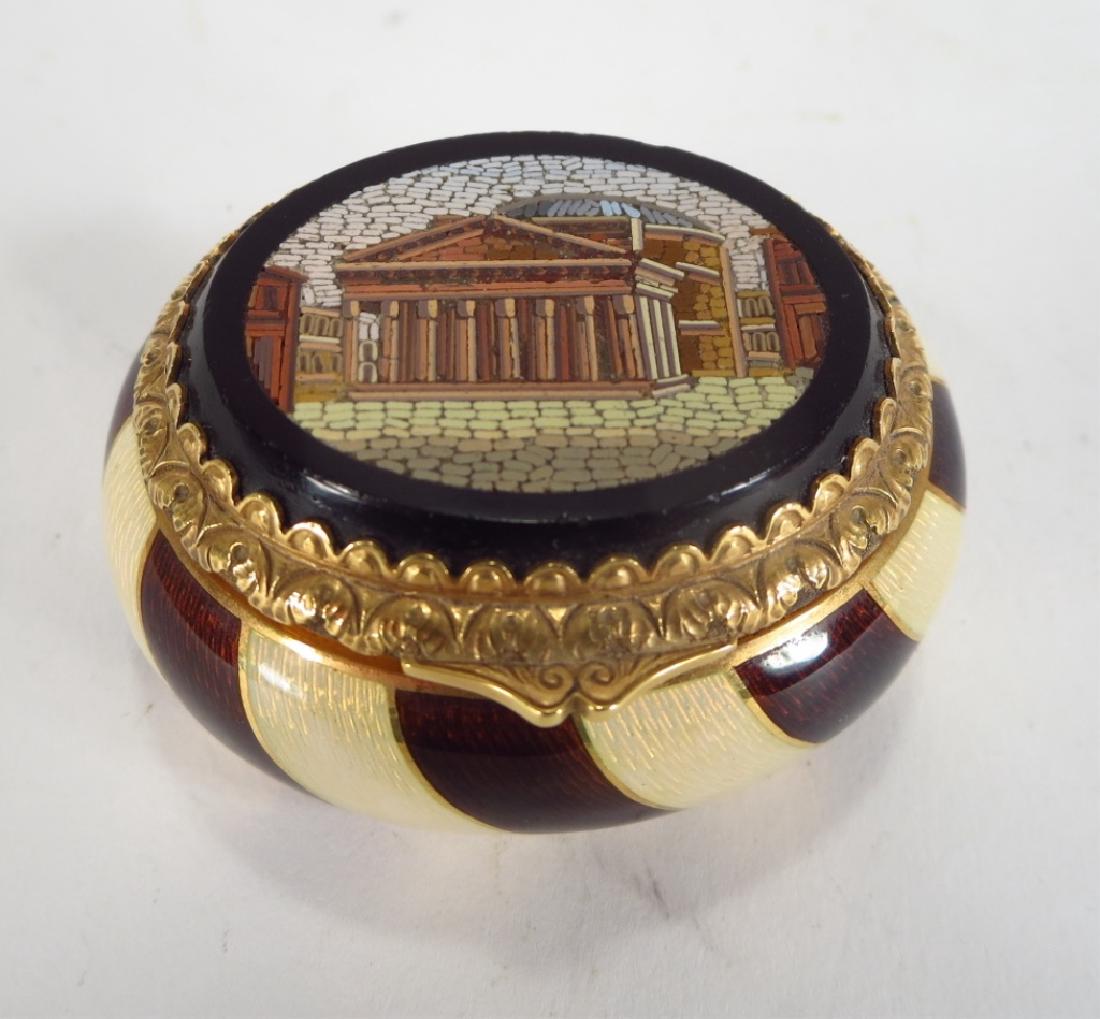 Gold Guilloche Micromosaic Box, 18k, Austria, (1 of 7)