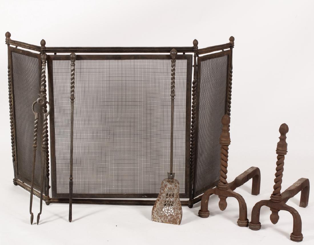 Hand Forged Iron Fireplace Screen and Tool Set (1 of 4)