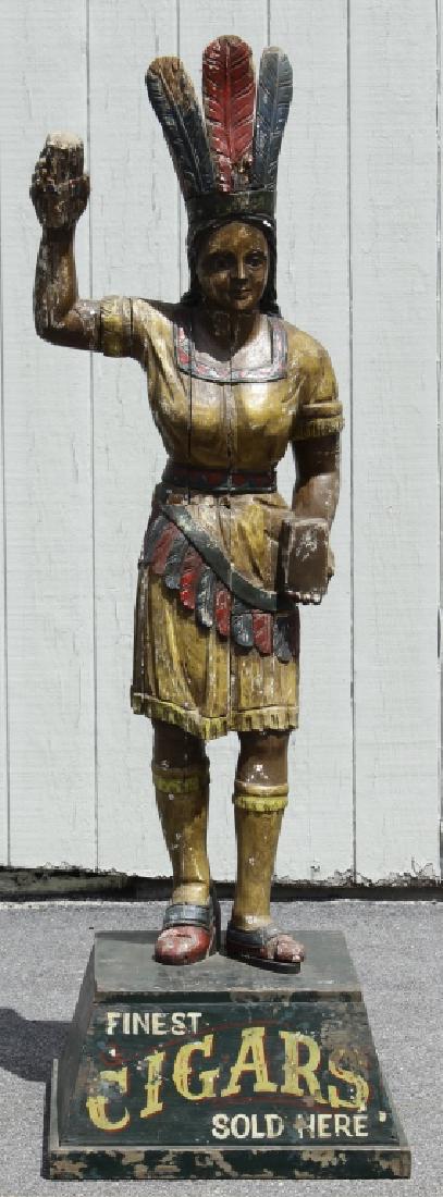 19th C. Wood Carved Cigar Store Indian Maiden (1 of 10)