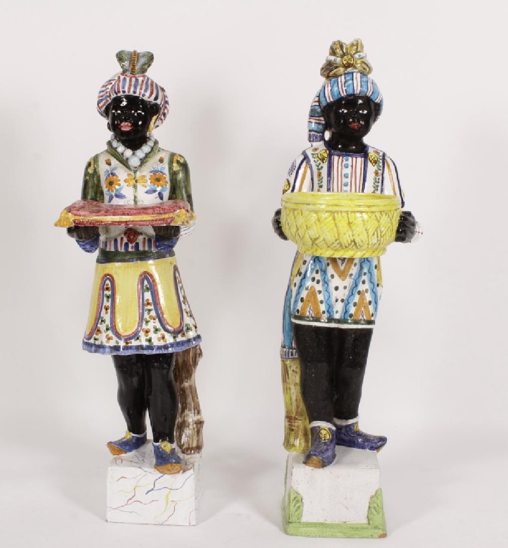 2 Glazed Terracotta Standing Blackamoor Figures (1 of 6)