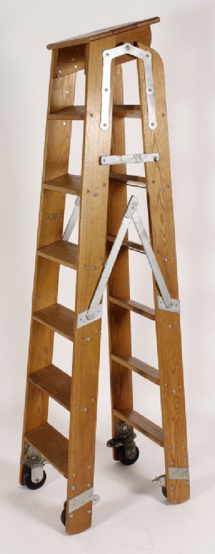 Putnam Rolling Wood Library Ladder on Wheels (1 of 5)