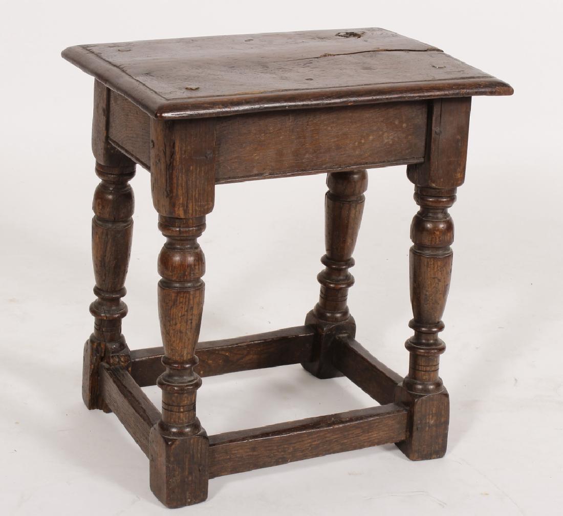 English Oak Tavern Stool 18th C. (1 of 5)