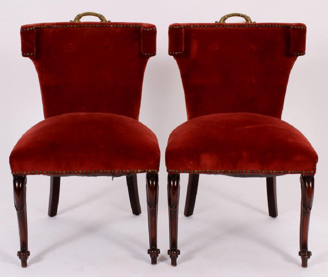 Pair of French Cockfighting Chairs, Red Velvet (1 of 5)
