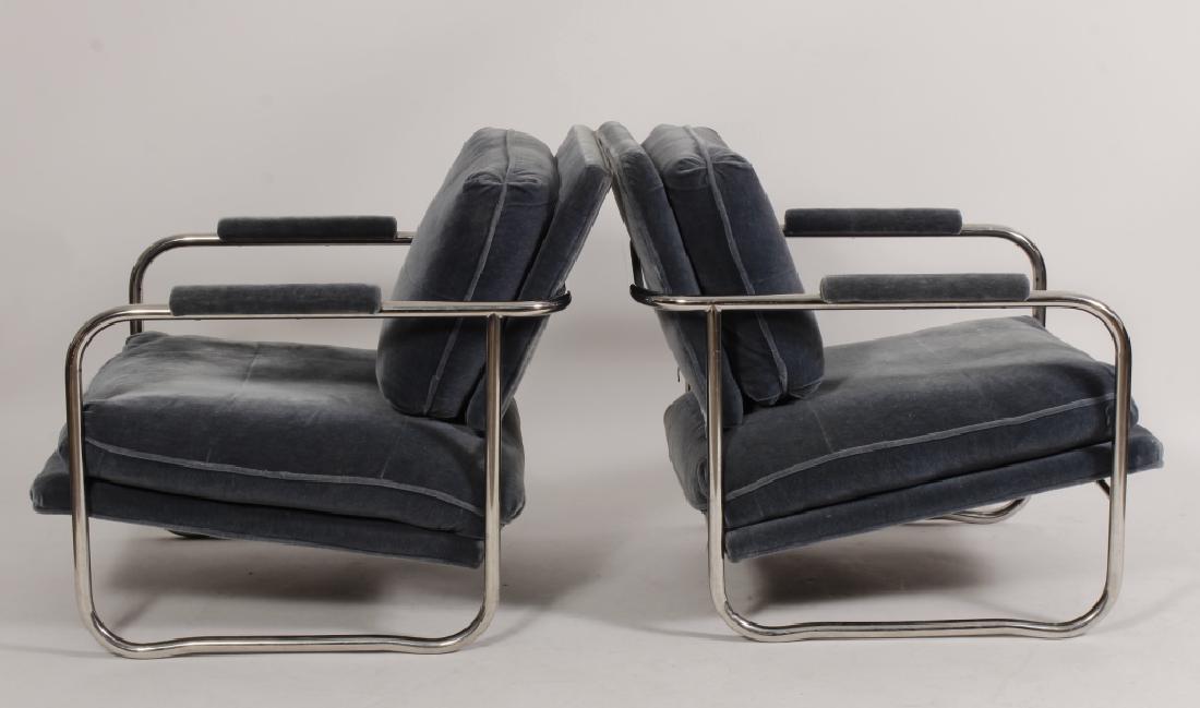 Pair of Pace Collection Chrome & Mohair Armchairs (1 of 5)