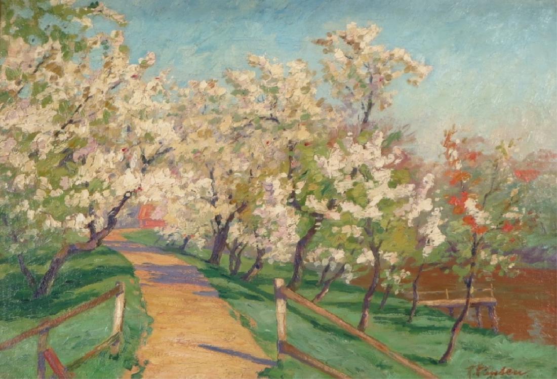 American School, Flowering Dogwood,O/C,signed (1 of 4)