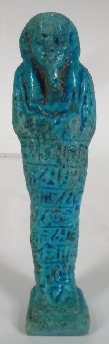 Egyptian Turquoise Faience Ushabti w Inscription (1 of 6)