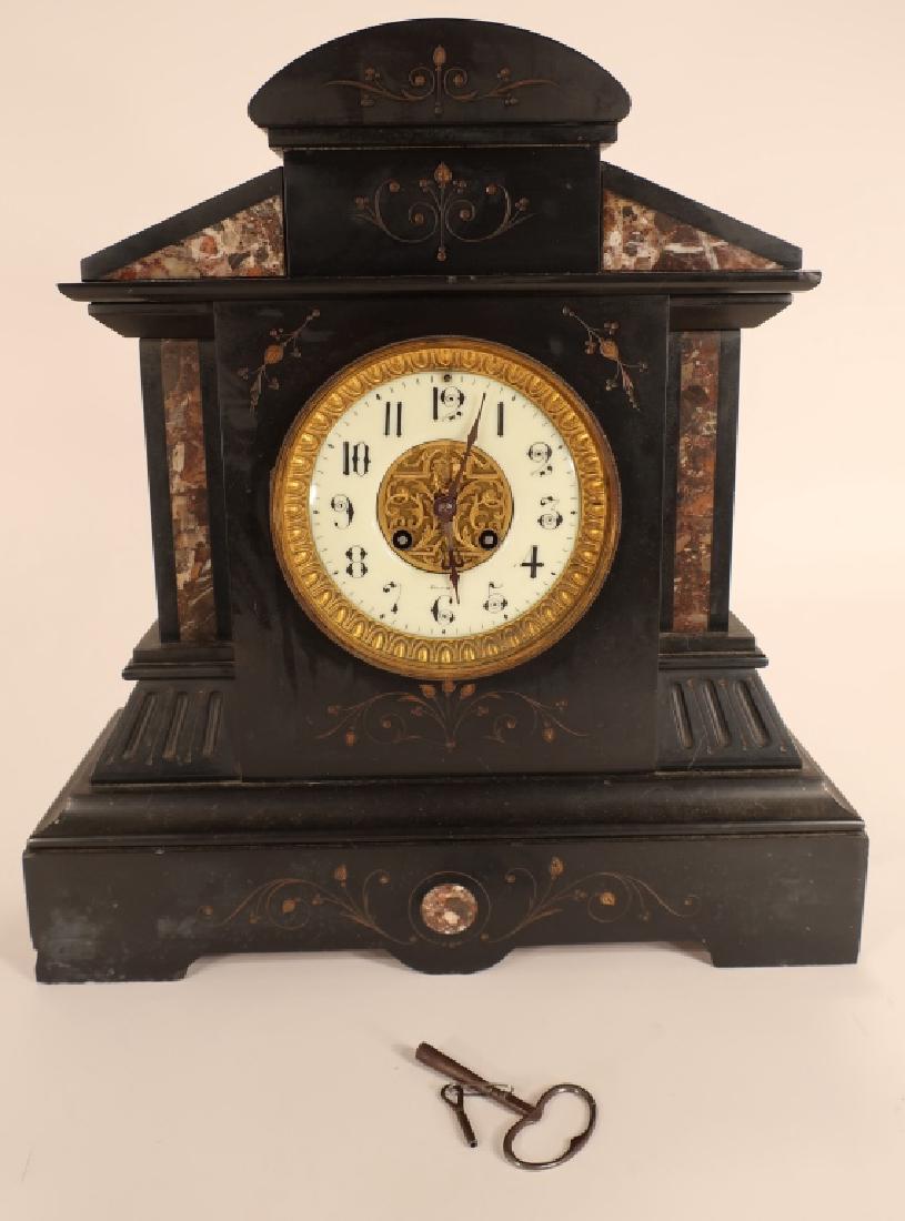 French Mantle Clock, Slate w Marble, Baltimore (1 of 6)