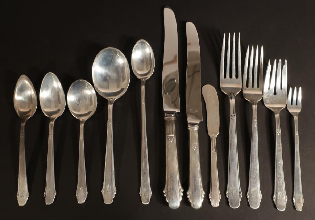 Gorham "Hunt Club" Sterling Svc 138 Pcs.: A Gorham "Hunt Club" Sterling Service for 8 with many additions, 138 pcs. total, 130 troy ounces weighable (not counting steel bladed pieces), comprising eight (8) each of the following: dinner forks,