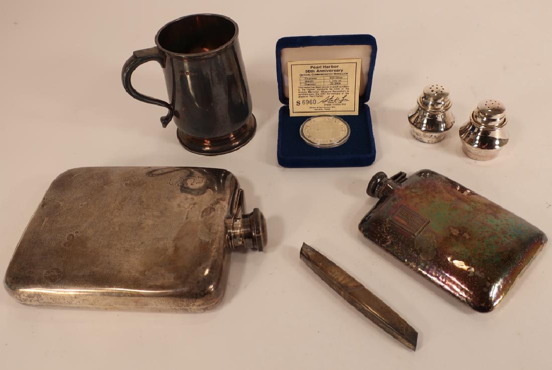 Sterling: Tiffany S&P, 2 Flasks; Tankard, Medal (1 of 7)