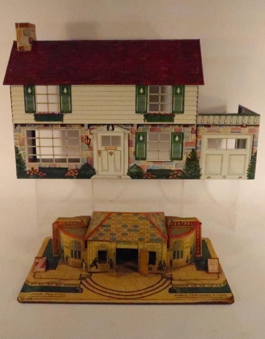 2 Vintage Marx Litho'd Tin Buildings: 1937 & 1955 (1 of 7)
