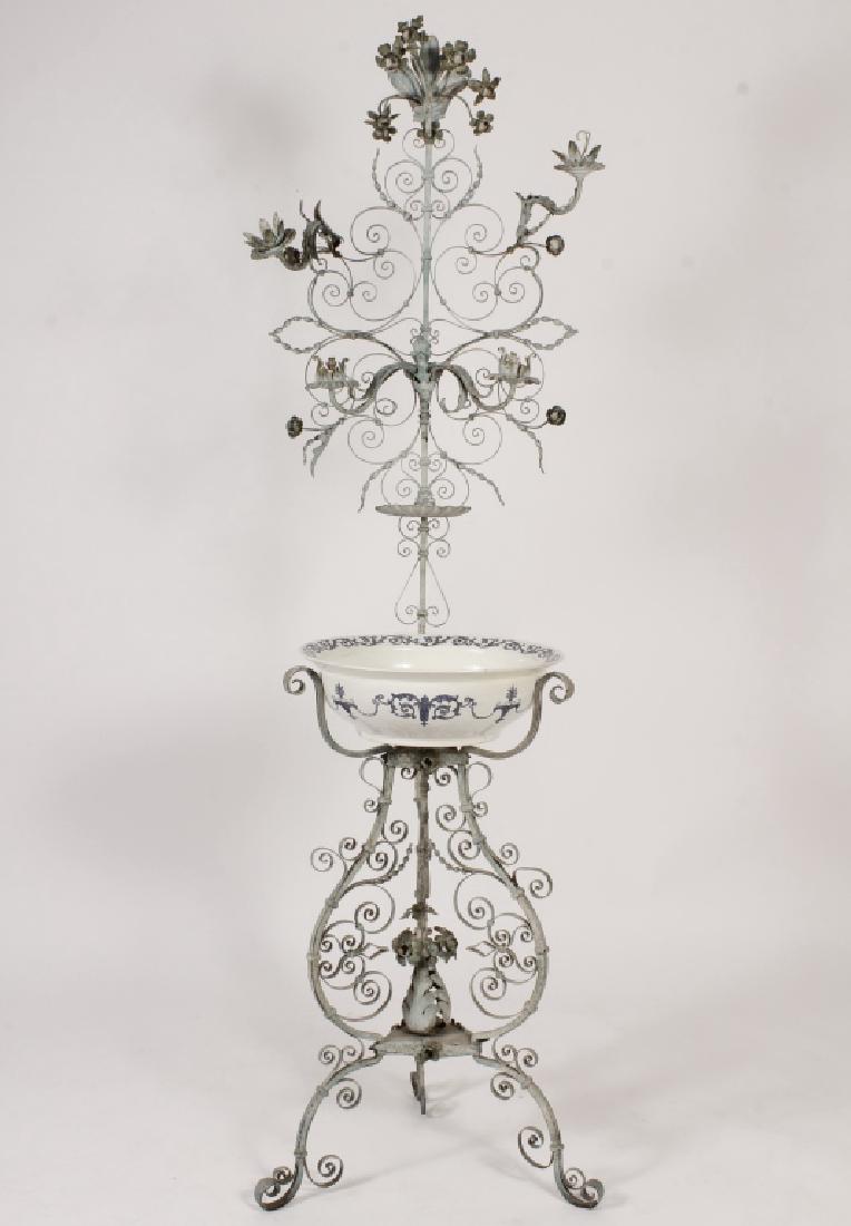 Antique Painted Wrought Iron and Metal Wash Stand (1 of 10)