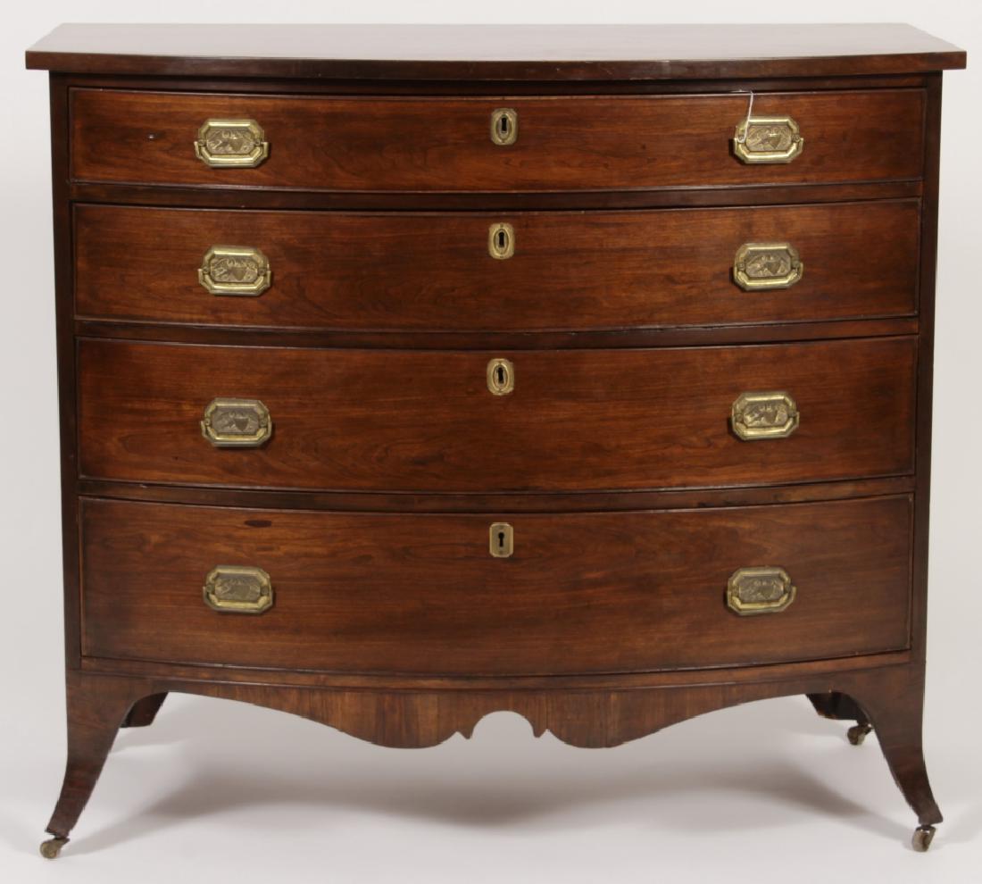 American Bow Front Commode w/ Splayed Feet 18th C. (1 of 8)